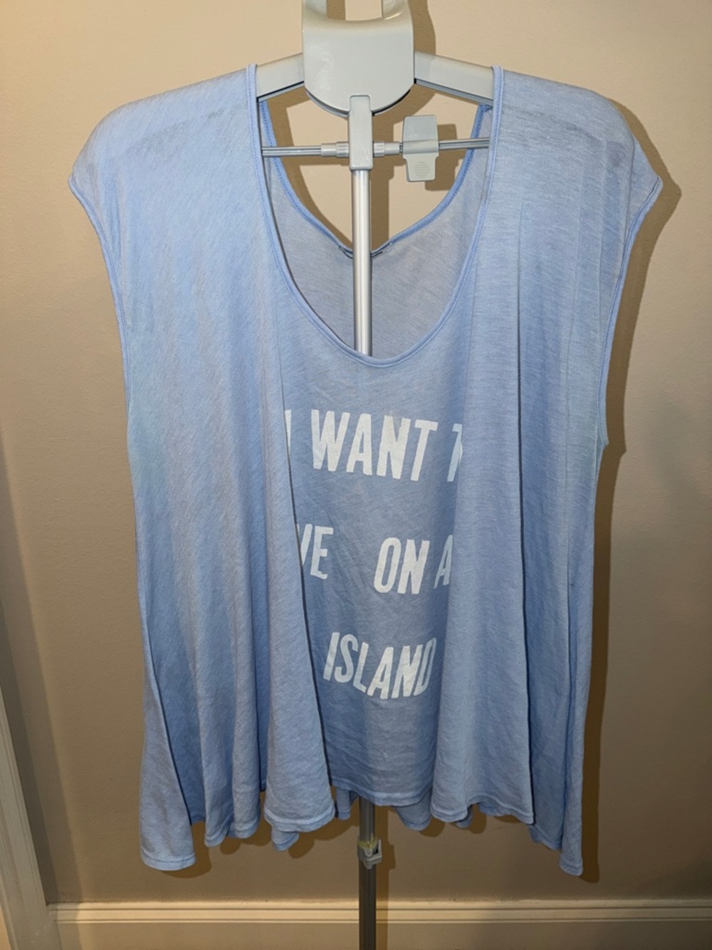 Wildfox Swim Sky Blue Sleeveless I WANT TO LIVE ON AN ISLAND Swim cover Top
